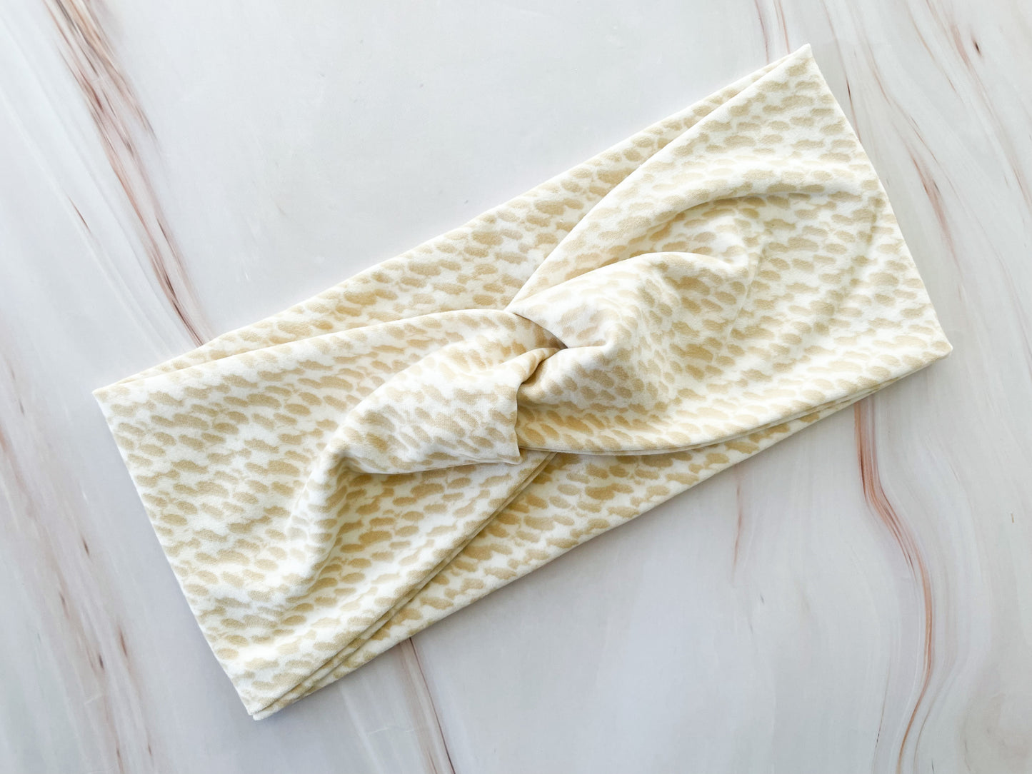 Tan White Twist Headband