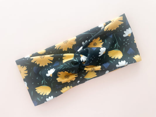 Black Yellow Floral Headband