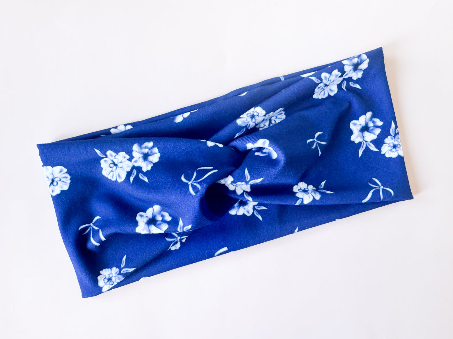 New Blue Floral Bows Headband