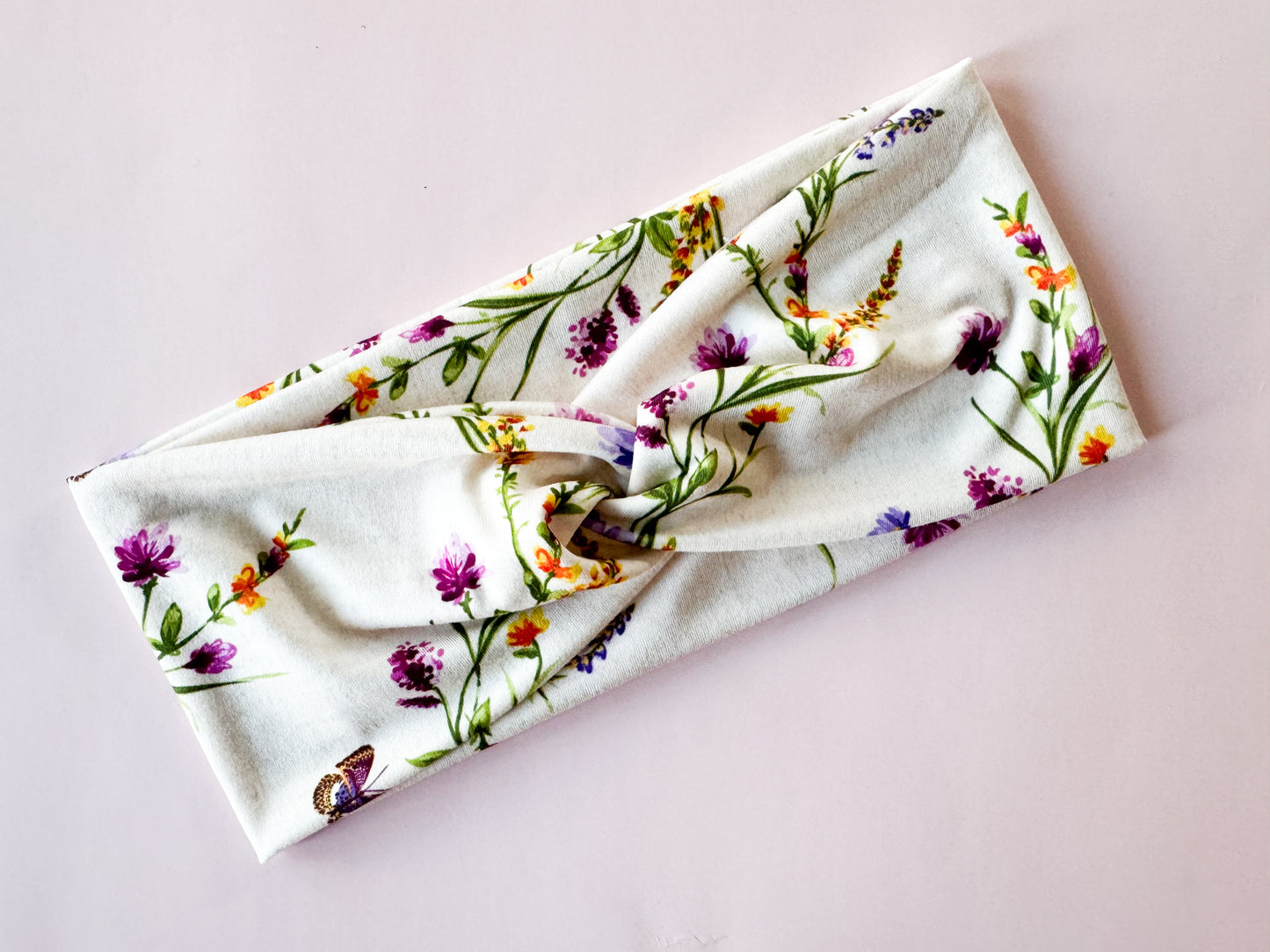 New Purple Wildflowers Twist Headband