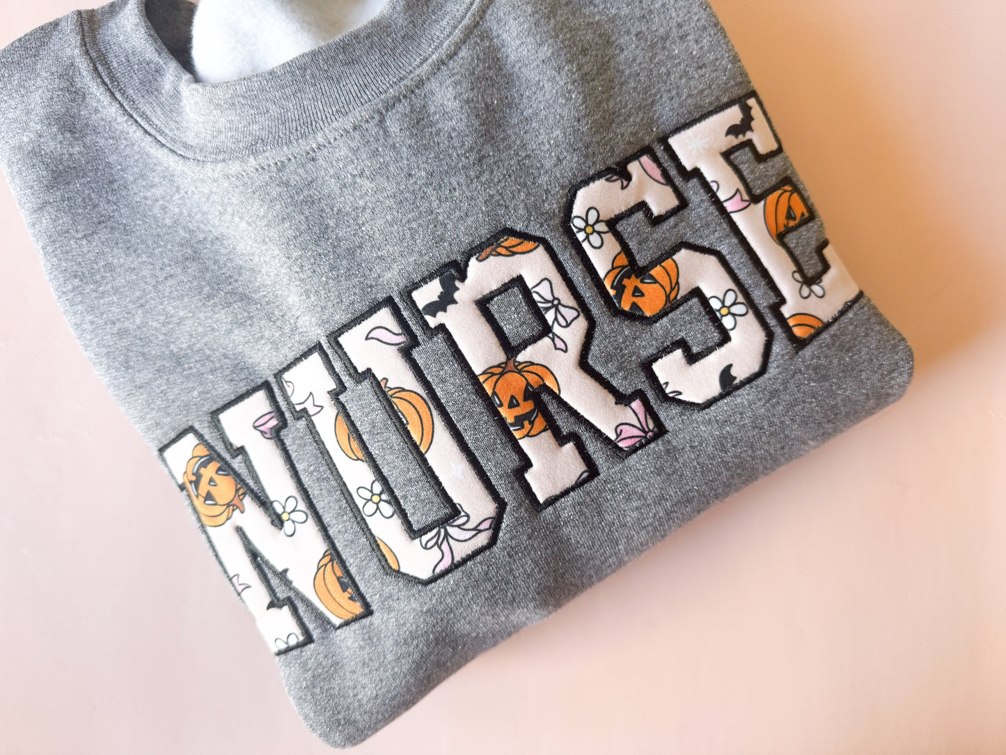 Nurse Halloween Applique Embroidered Sweatshirt