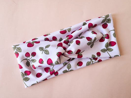 New Pink Pinstripe Strawberries Headband