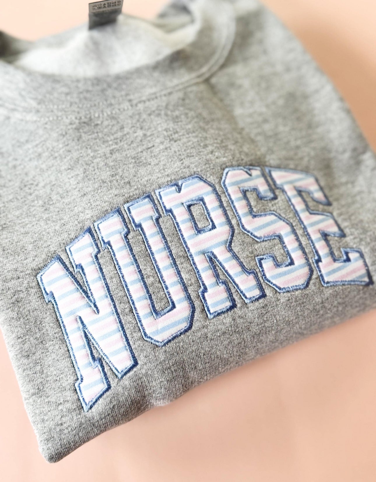 Nurse Hospital Stripes Applique Embroidered Sweatshirt