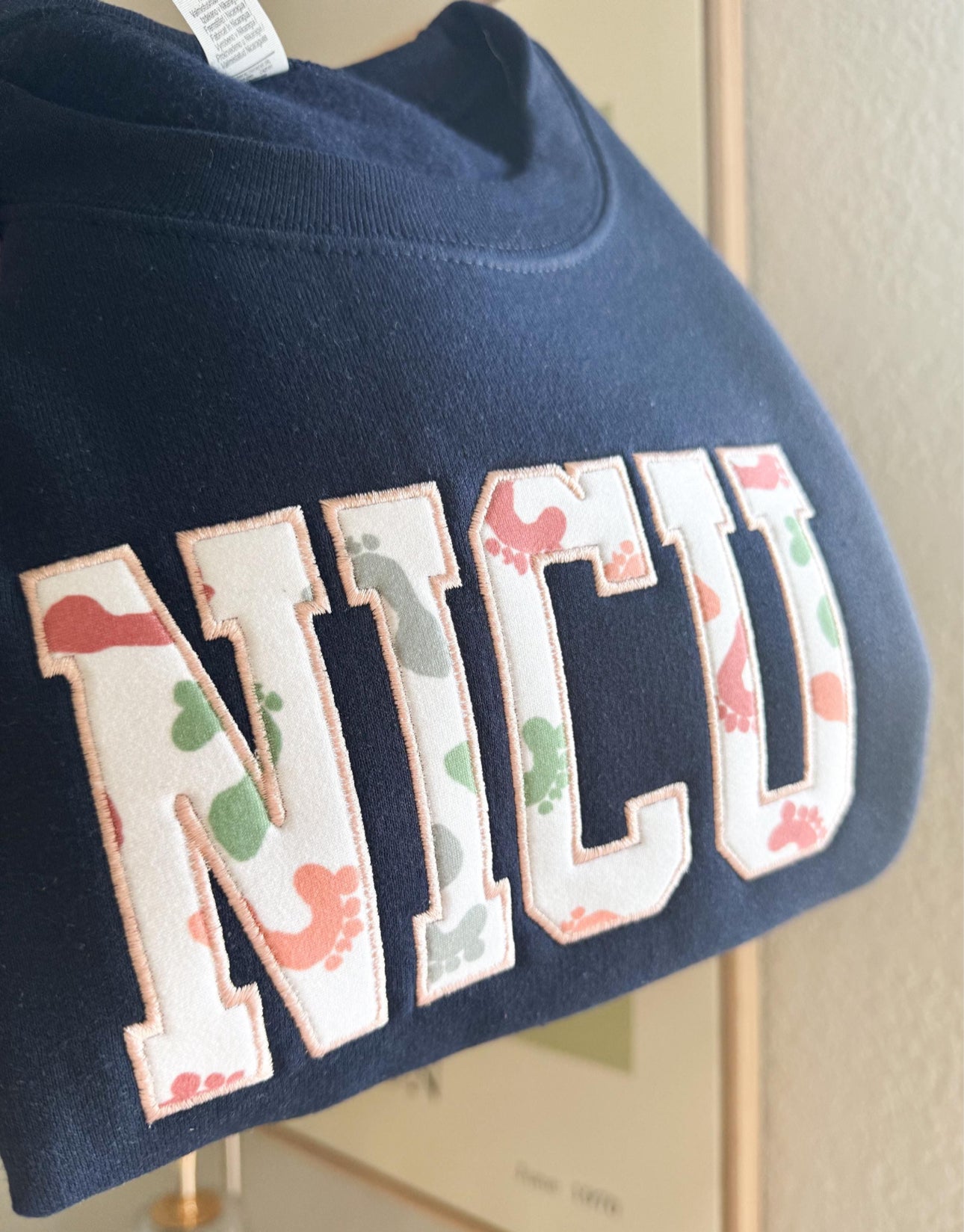 NICU Baby Feet Applique Embroidered Sweatshirt