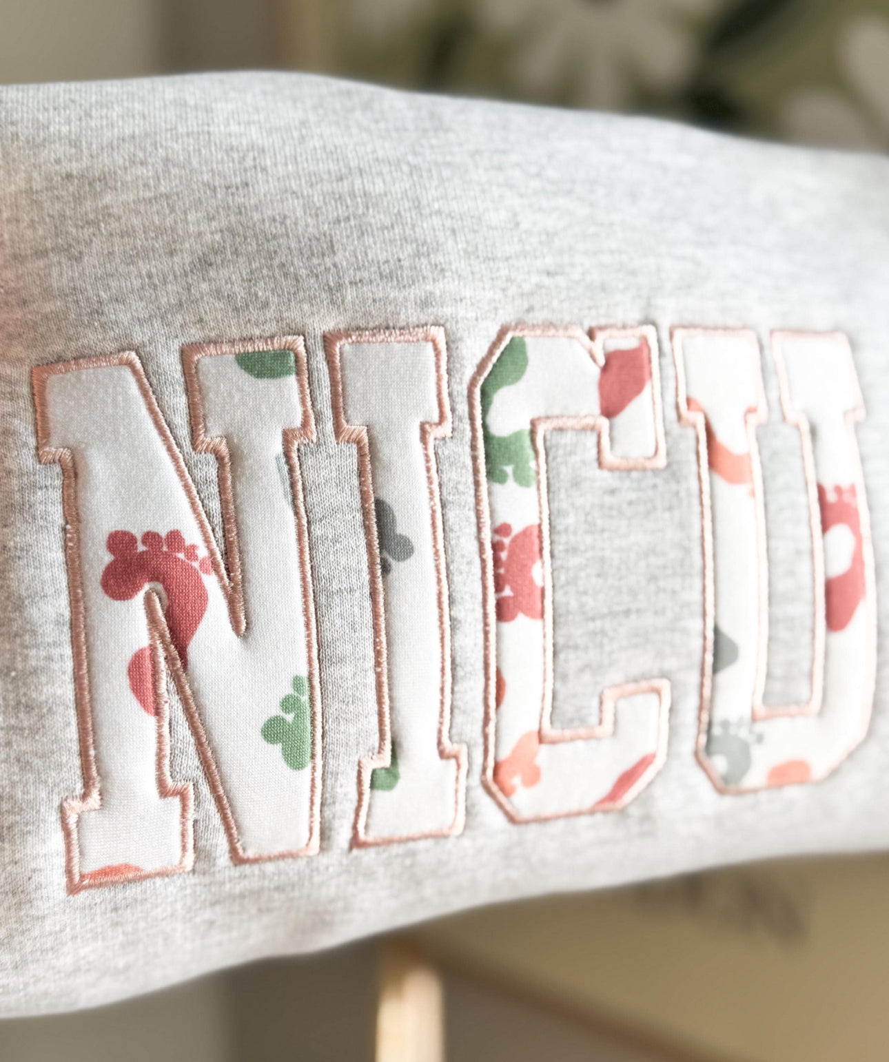 NICU Baby Feet Applique Embroidered Sweatshirt