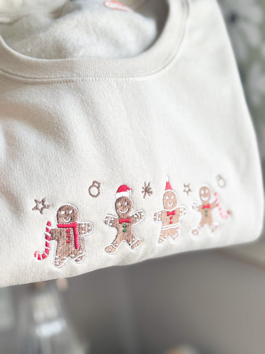 Gingerbread Men Embroidered Sweatshirt