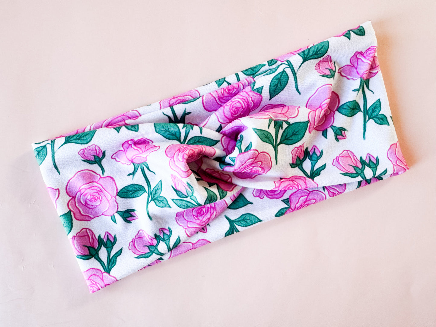 New Pink Roses Headband