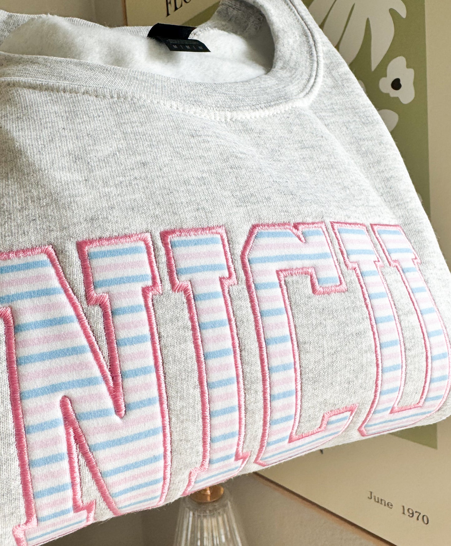 NICU Hospital Stripes Applique Embroidered Sweatshirt
