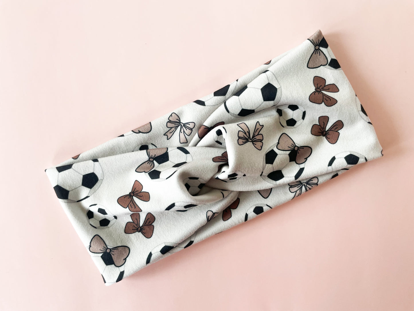 Soccer & Bows Twist Headband