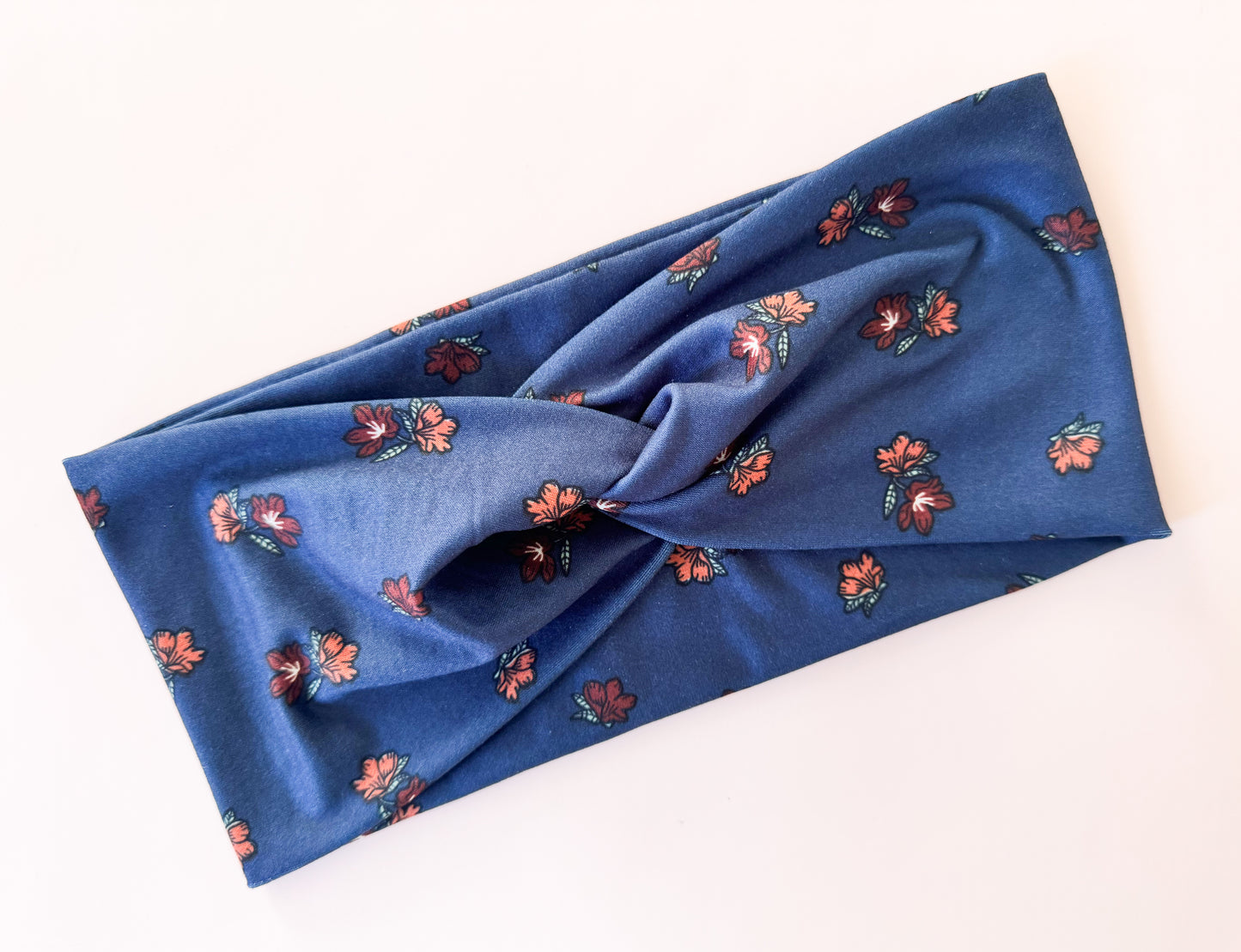 New Blue Fall Flowers Twist Headband