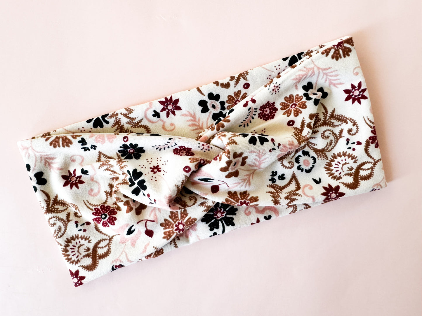 New Burgundy Cream Mixed Florals Headband