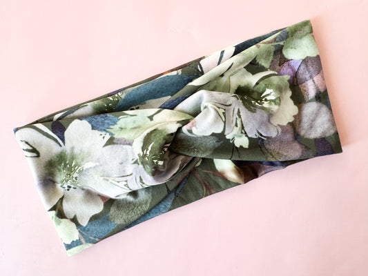 New Green Large Florals Headband