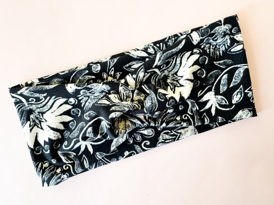 New Black White Floral Headband