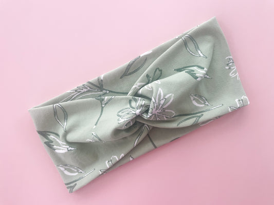 NEW Sage Floral Simple Twist Headband