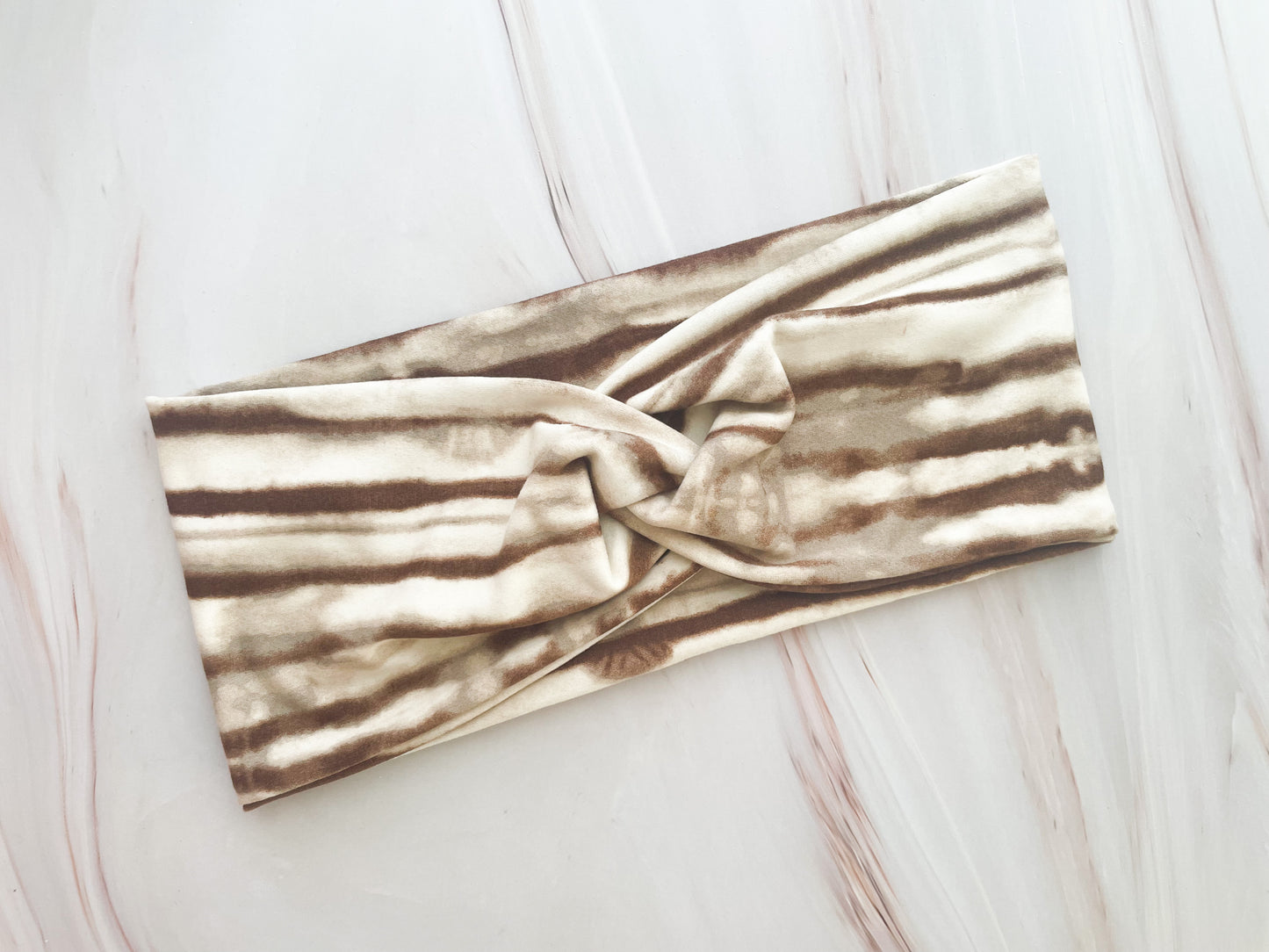 Neutral Brown Stripes Twist Headband