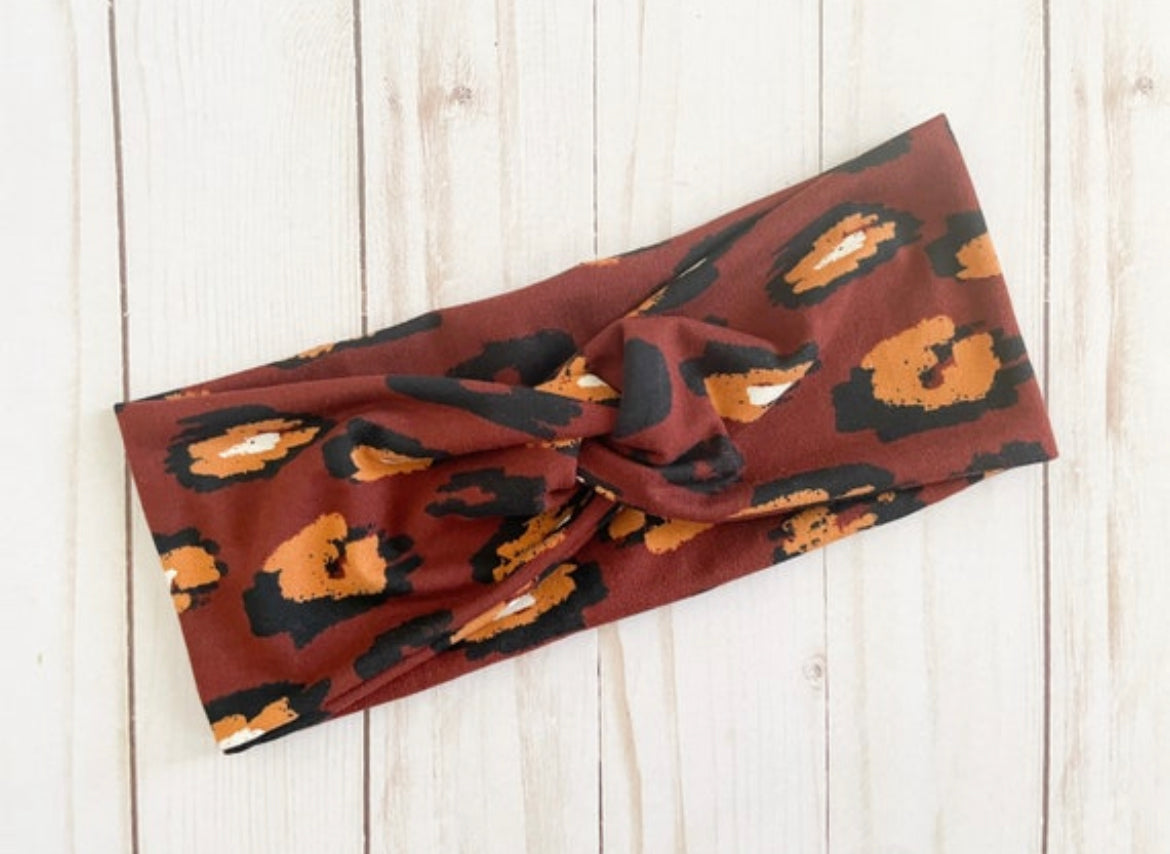 Rust Cheetah Twist Headband